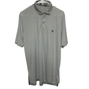 RLX Ralph Lauren Gray Striped Performance Polo Shirt M Golf